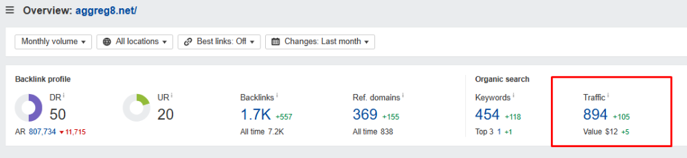 Website with 894 Monthly Traffic