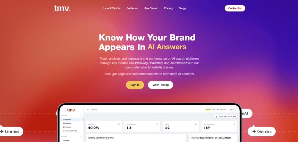 TrackMyVisibility Homepage